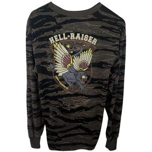 Loser Machine Company Winged panther Long Sleeve Graphic T-Shirt Men's L Gray